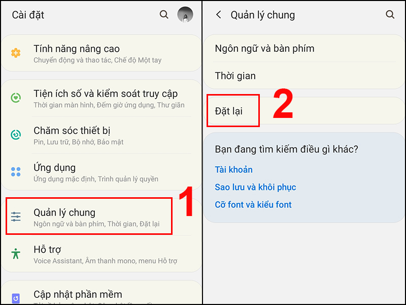 Chọn Quản lý chung 
